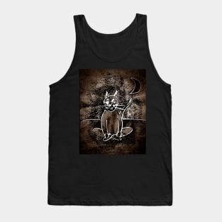 Sitting Cat. Meditation Under The Moon. Tank Top